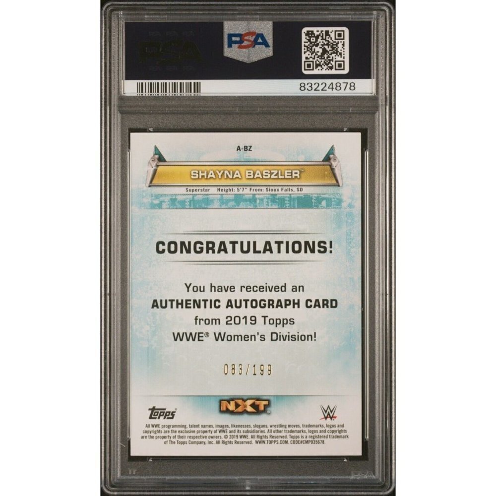 2019 Topps WWE Womens Division Roster Auto /199 Shayna Baszler #A-BZ Auto PSA 10 - Picture 2 of 2